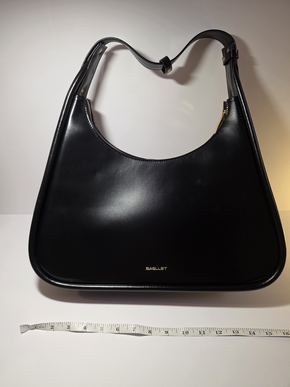 BAGLLET BG135 Black Italian Leather Large Hobo Shoulder Bag - Picture 9 of 16